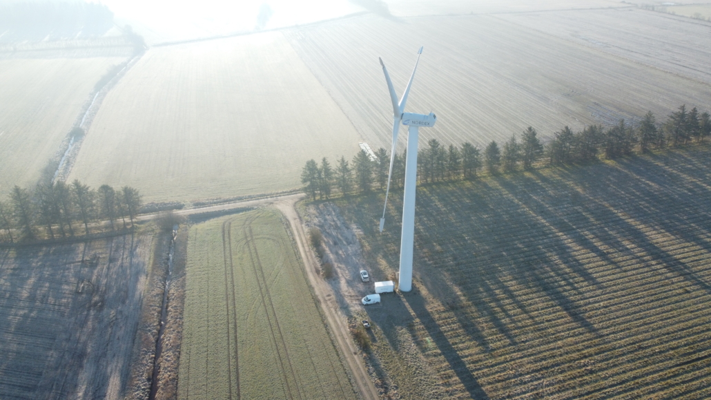 Retrofitted and life extended wind turbine N60 1,3 in Filskov, Denmark